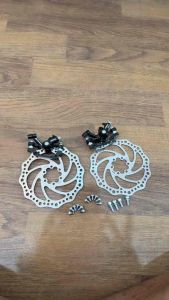 ( KOMPLIT + ROTOR ) TREX Sepasang Rem Cakram Sepeda Kaliper Caliper Discbrake Disc Brake Piringan Rem Cakram MTB Gunung Seli Lipat