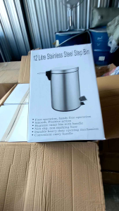 ถังขยะมีฝาปิด ถังขยะเหยียบ trash can ถังขยะสแตนเลส ถังกลม แบบเหยียบ สำหรับบ้าน สำนักงาน โรงแรม