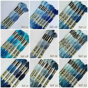 [ Bảng 2 ] [Combo  3 - 8  Tép] Chỉ Thêu Tay Airo Cotton - Set Phối Màu Gradient Thông Minh (Set Màu Gradient Xanh Dương/Lá/Ngọc)