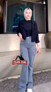 CELANA CUTBRAY CARGO JEANS HIGHWAIST EANITA STREACHT MELAR
