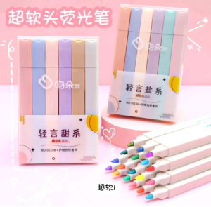 Set of 6pcs Macaron Colour Highlighter Pen 6 Colors-Style Highlight Pen Color Pen Colour Pen Marking Pen Warna Pointer