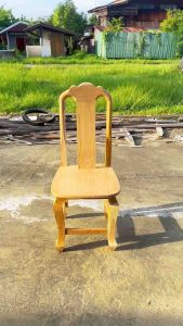 NPF | เก้าอี้ไม้สักแท้ เก้าอี้ดอกจิกไม้สัก งานดิบ ไม่ทำสี ขนาด45x45x90ซม.