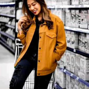 Jaket Jeans Wanita Tebal Jacket Denim Perempuan Mustrad Over Size (COD)