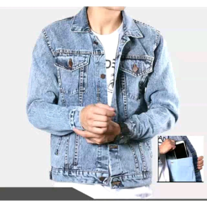 Jaket Jeans Denim Pria Sandwash Biru Muda