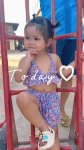 ชุดว่ายน้ำเด็กเซต 2 ชิ้น ลายดอกเดซี่น่ารักมาก