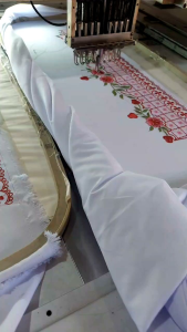 Mukena Lajuran Bordir Dewasa Motif Bunga Semanggi Mukenah Terusan Katun Micro Warna Putih
