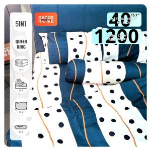 5IN1 Organic Cotton Duvet Cover Set with Dot Pattern Fitted Bedsheet Set High Quality Gaoge SENORITA Series