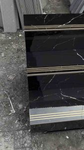 Granit Tangga Stepnosing 30x80 20x80 Infinity Black Nosing Gold / Glossy