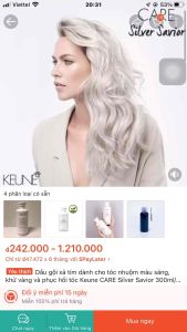 Gội xả tím khử vàng dành cho tóc nhuộm màu sáng Keune CARE Silver Savior 300mlx2