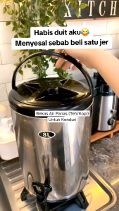 Stainless Steel Water Dispenser 8 Litre Milk Tea Barrel Pot Insulated Container Hot Cold