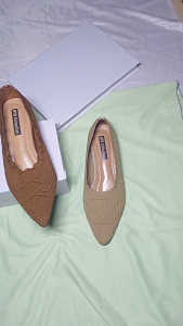 Sepatu balet Rajut Import wanita dengan hak setinggi 2 cm 100% or