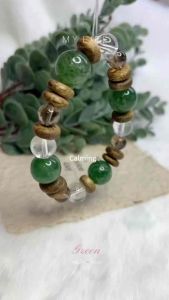 Green Strawberry Clear Quartz Smoky Quartz + Agarwood Crystal Bracelet