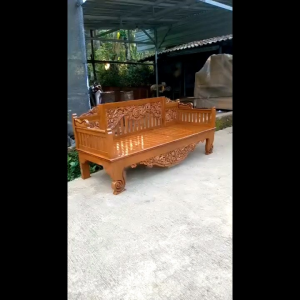 Kursi bangku bale bale ukir model risban Majapahit kayu jati