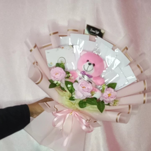Buket Kosongan Uang Boneka Wisuda/Ulta 5/10/15/20 Lembar Kado Ulang Tahun Free Nama