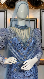 Gaun Pengantin Premium Squin Ekor Lepas Pasang