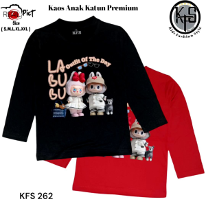 KFS 262 Kaos Anak Perempuan Labubu Outfit Of The Day Lengan Panjang