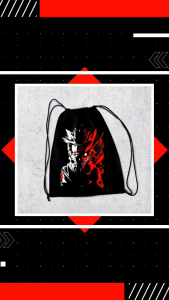 Tas Serut Cowok Bahan Taslan Multifungsi Anti Air dengan Desain Ninja Api Merah