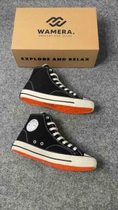 Wamera Sepatu Sneakers Gen Z 80s Black White Hi Sepatu Sekolah Hitam Putih Pria Wanita
