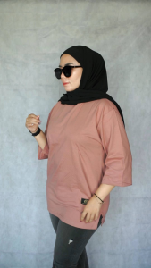 Oversize Polos // T-shirt Oversize Basic Top Hijab // Kaos Lengan 7/8 // Kaos Bigsize