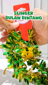 slinger idul fitri BULAN BINTANG lebaran slanger pita bulu rumbai hiasan dekorasi star moon hijau green parcel hantaran ketupat dekor pita bulu rumbai gantung tali bulan puasa ramadhan eid mubarak atap dinding tembok slinger maulid nabi muhammad