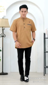 Baju kemeja Koko Polos variasi leher lengan pendek