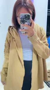 Jaket Rajut Mustard Perempuan & Topi Rajut Untuk Wanita