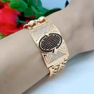 GELANG RANTAI PLAT JUMBO TITANIUM LAPIS EMAS DEWASA