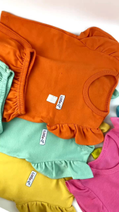 Little Q - Baju Bayi Setelan Kaos Kutung dan Celana 3/4 Polos (3 bulan - 3 Tahun)