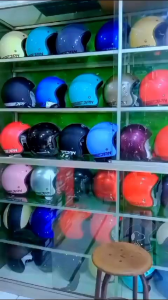 Helm Bogo JPN Retro Arc Warna Putih Glossy Kaca Datar & Cembung