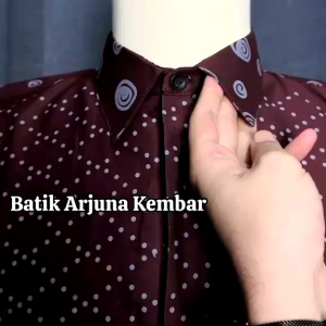 Batik pria Lengan pendek Maroon Burgundy Abidzar slimfit katun premium berlapis furing ERRO