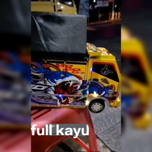 Mainan anak miniatur truk oleng bahan full kayu kualitas premium ALUSAN dengan lampu LED