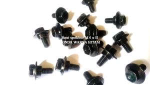 4 PCS BAUT SPAKBOR Ukuran M 6 X 15 HONDA Warna HITAM