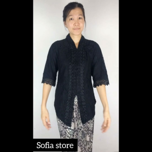 Atasan Kebaya Encim Kartini Modern Warna Hitam Sheila Kebaya Brokat brukat Lengan Tangan 3/4 Pakaian Musim Semua Bahan Brukat Berkualitas - Lazada