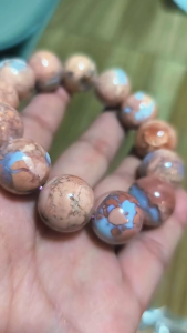 LITTLE D PINK FLOWER AGATE NATURAL CRYSTAL BRACELET 12MM -15MM. Natural Crystal with some Nature Druzy Holes on Beads.