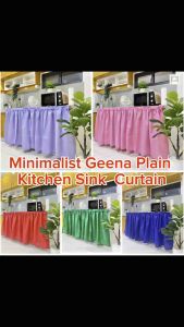 Minimalist Curtain Plain Geena Kitchen Sink Lababo Kurtina 1pc. Size 150cmx70cm Short/Half Curtain Cover Cabinet Curtain