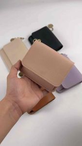 Womens Foldable Wallet With Zipper - Cute Minimalist Design in Soft Pink Leather with Keychain