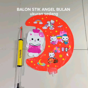 (SEDANG) BALON STIK ANGEL BULAN SEDANG 41cm x 55cm. 1pak/20pc=