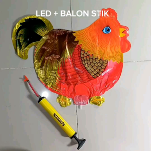 LED + (SEDANG) BALON STIK AYAM SEDANG 41cm x 55cm. 1pak/20pc=