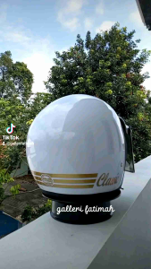 Helm bogo retro classic Putih Glossy kaca helm flat cembung smoke bening pelangi