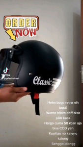 Helm bogo dewasa classic warna Hitam Doff Variasi pakai kaca bisa COD