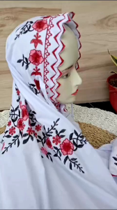 Mukena Dewasa Terusan Lajuran Langsungan Motif Bordir Santri Pondok
