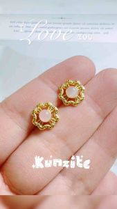 Subang Kristal Natural Crystal Queen Kunzite Earrings 925 Silver Pin 纯天然水晶 水晶皇后紫锂辉耳钉