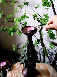 （SG seller）3pcs Resin model candle stand woodcraving leaf traditional old english design