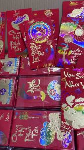 MẪU MỚI Sét 6 Bao Xì Ngũ Sắc Giấy Cứng Ép Kim Dập Nổi Siêu Đẹp- Hàng Cao Cấp