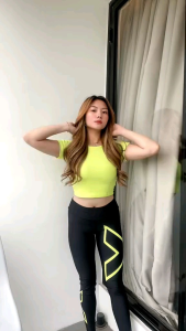 Setelan Legging X  Crop Tali untuk senam Gym Fitness Zumba