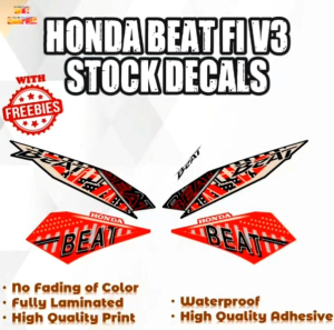 HONDA BEAT FI V3 STOCK DECALS (WATERPROOF LAMINATED FADE PROOF)