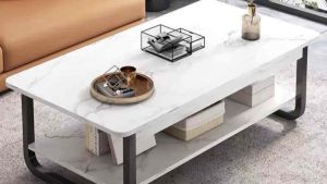 Bàn trà đơn Sofa phòng khách 2SURFACE mặt đá ceramic chữ nhật với khung kim loại sang trọng hiện đại BT-41