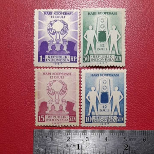 Koleksi Prangko kuno Indonesia klasik antik 4 Pcs Seri Koperasi 1957 UN USED