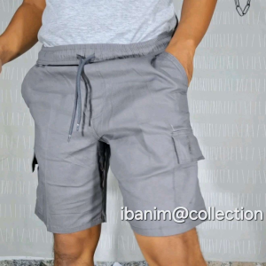 Boardshort Celana cargo pendek pria santai Bahan katun twill melar