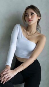 CLAIRE ATASAN JERSEY KOREAN TOP ONE SOULDER LONGSLEEVE 005